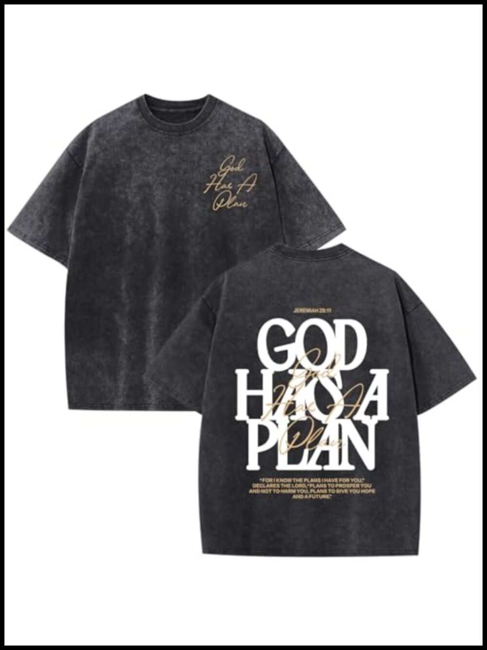 Men's Acid Wash Christian Graphic T-Shirt Oversized Cotton Faith Tee